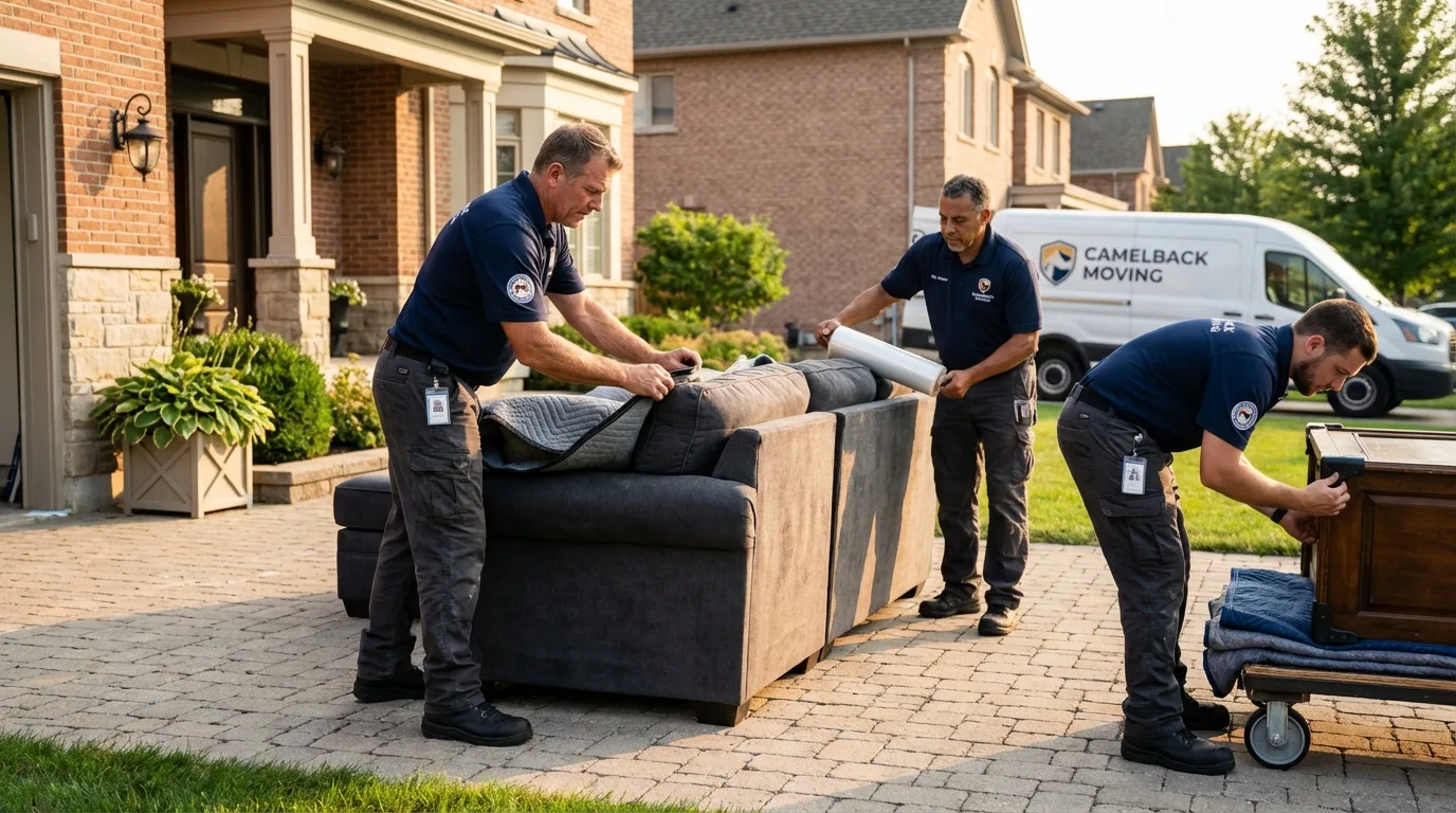 Large estate moving crew wrapping furniture in Plankinton, SD