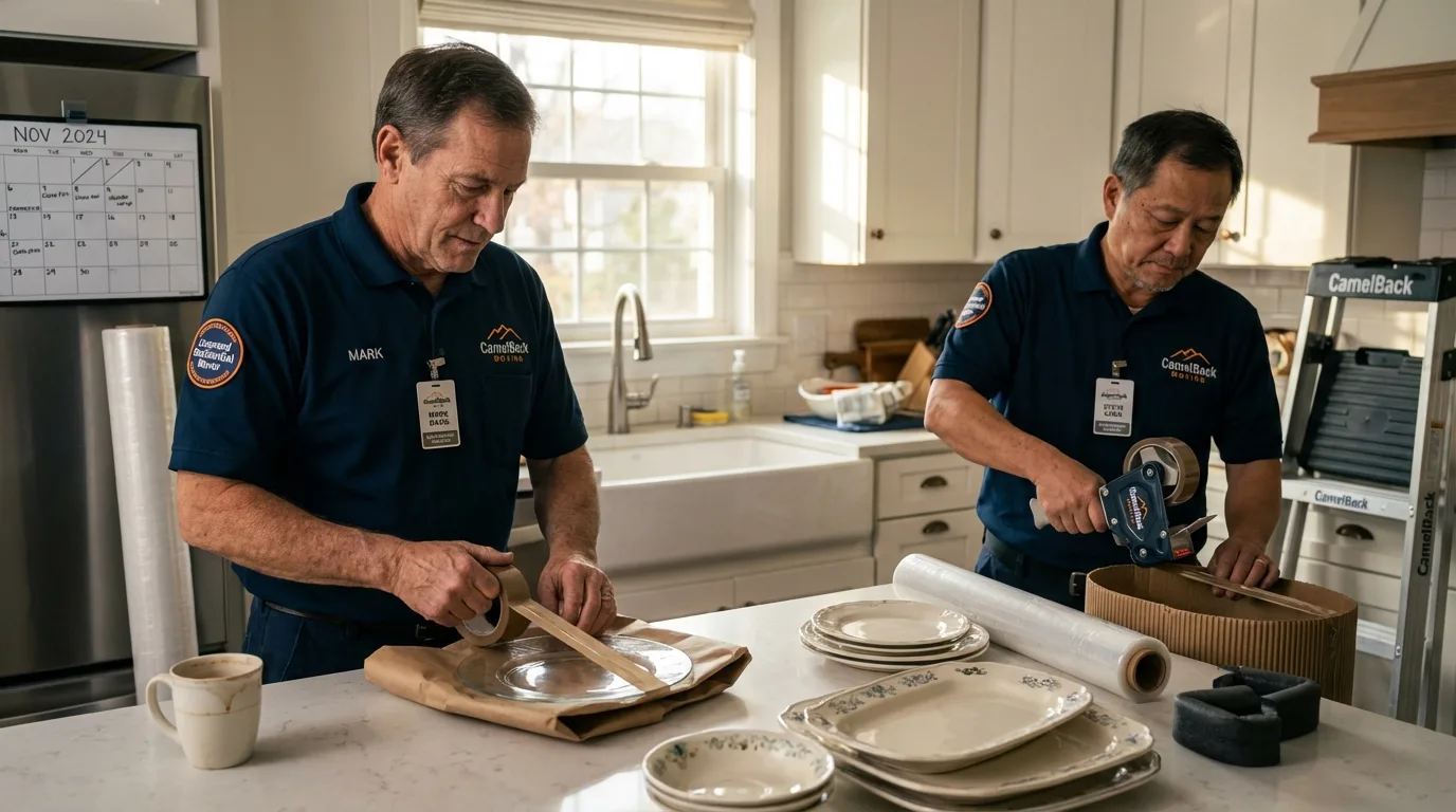 Professional crew packing kitchen dishware in Plankinton, SD